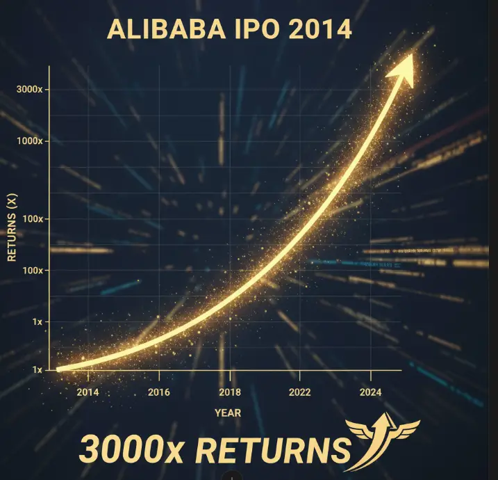 알리바바 투자 수익률 3000%를 표현하는 그림