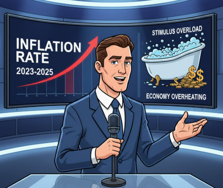 2021년 인플레이션에 대한 논쟁이 있었던 것을 뉴스에서 묘사하고 있음