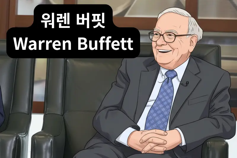 워렌 버핏 (warren buffett)이 의자에 앉아 있는 사진