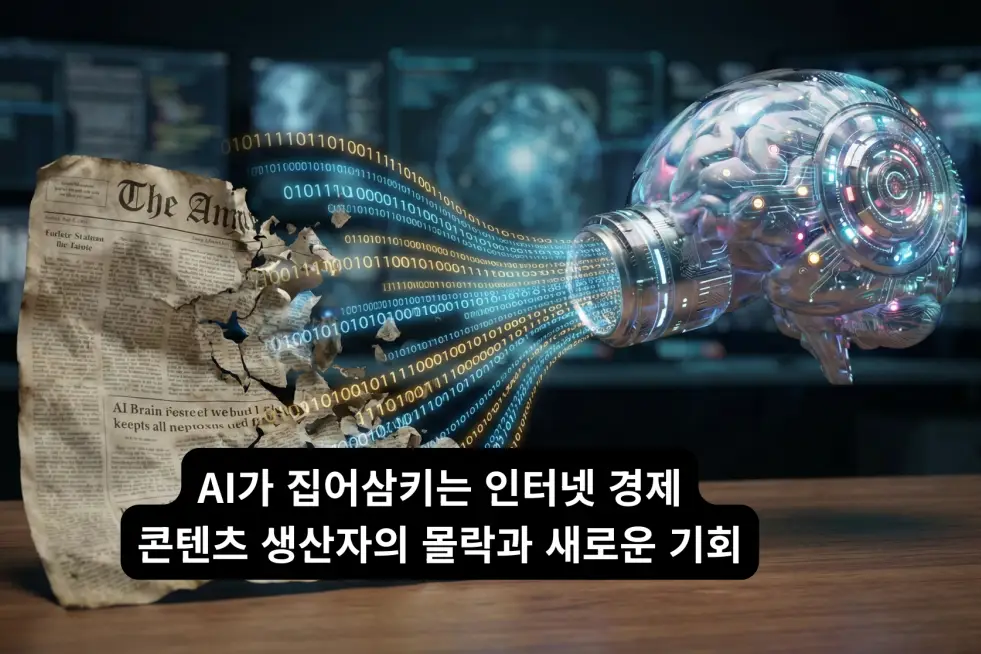 AI가 집어삼키는 컨텐츠 생태계를 나타내는 이미지