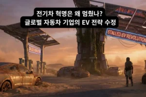 전기차 혁명이 멈춘 것을 표현하는 이미지