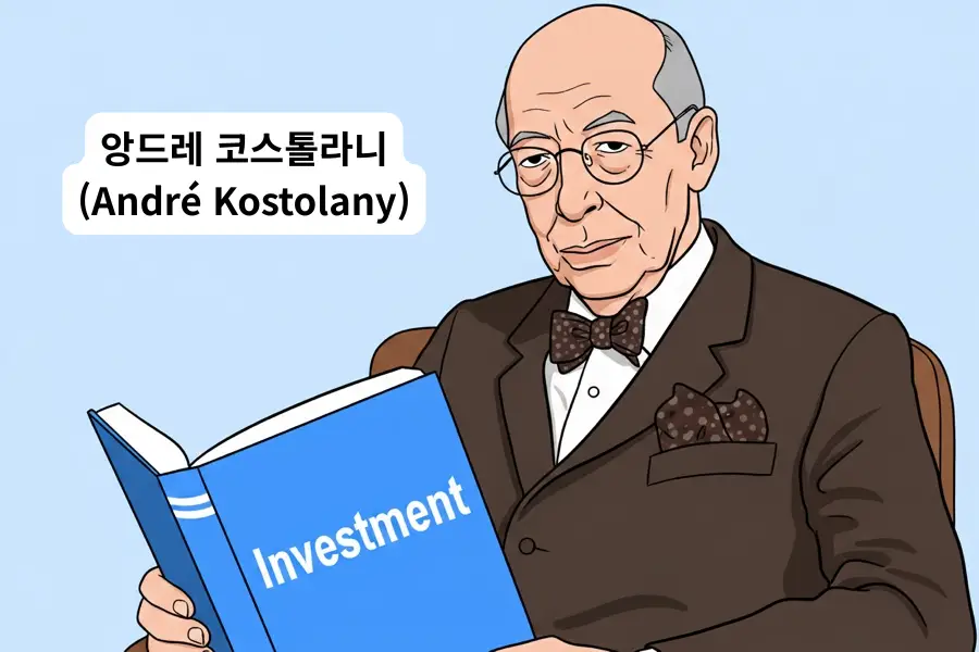 앙드레 코스톨라니가 책을 읽고 있는 이미지