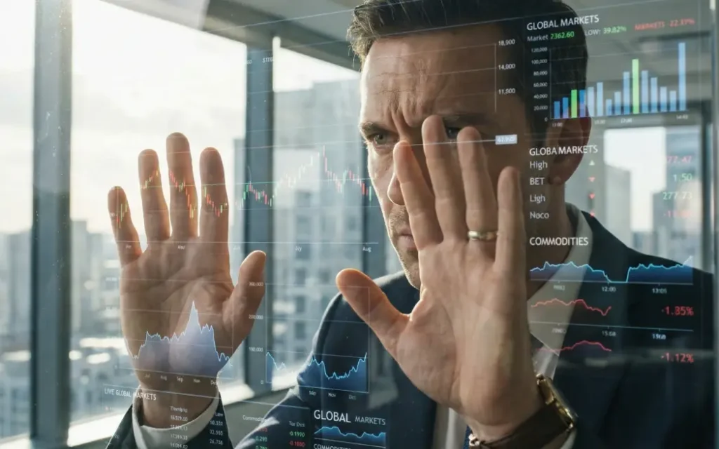 향후 비트코인을 포함한 다양한 자산에 대한 투자 전략을 수립하고 포트폴리오를 운영하는 모습을 상징적으로 표현한 이미지